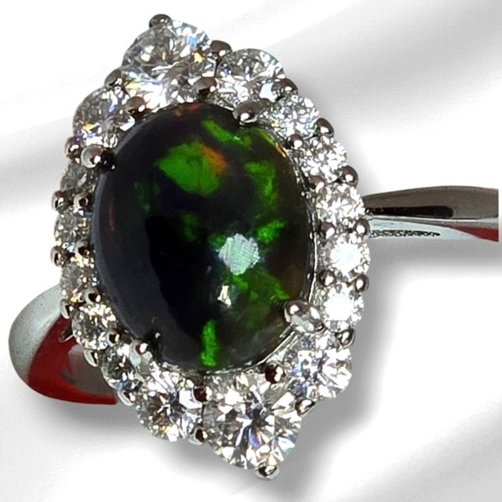 925 Sterling Silver Ring Sz 775 With Natural Top Quality Black Opal 11x9mm 95$